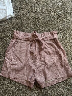 Thread & Supply Rose-Pink High Waist Paperbag Tie Shorts